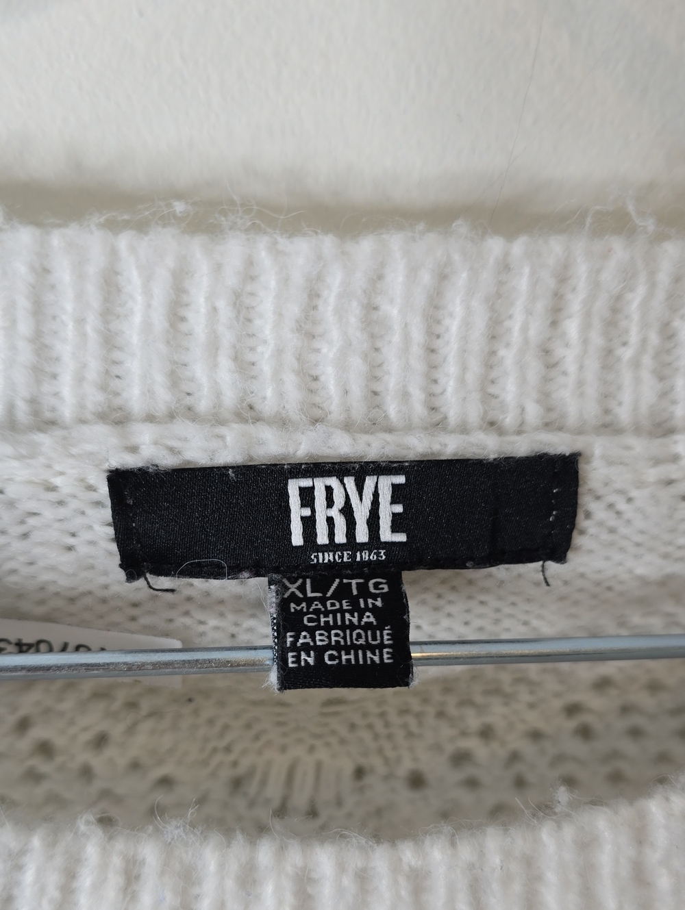 Frye White Pointelle Fringe Crew Sweater - Picture 2 of 6